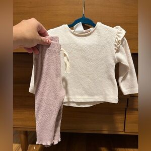 Zara  Sweater with Pink Ribbed Pants Set